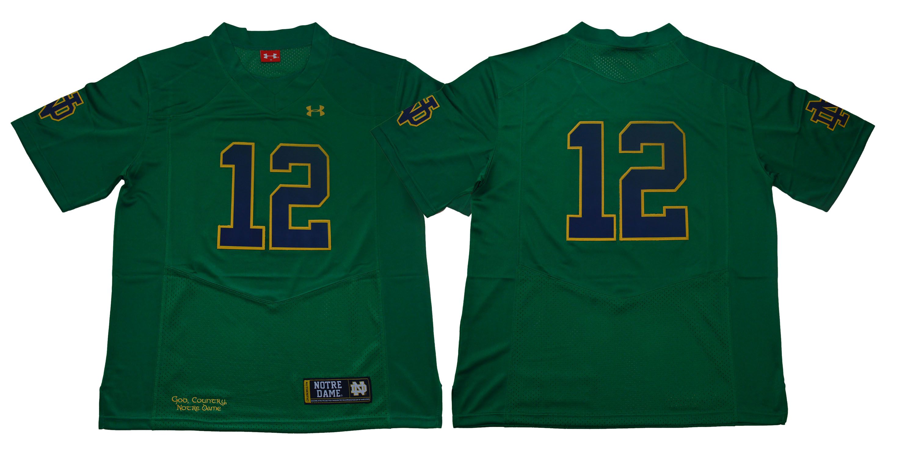 Men Norte Dame Fighting Irish #12 No name Green Stitched NCAA Jersey->ncaa teams->NCAA Jersey